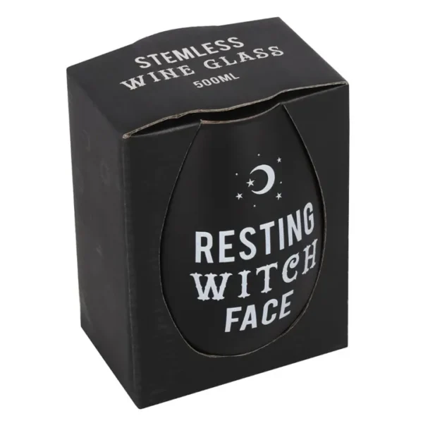 S03722083_12 Resting Witch Face Stemless Wine Glass