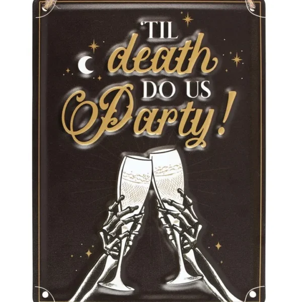 S03723261_12 Til Death Do Us Party Champagne Hanging Metal Sign