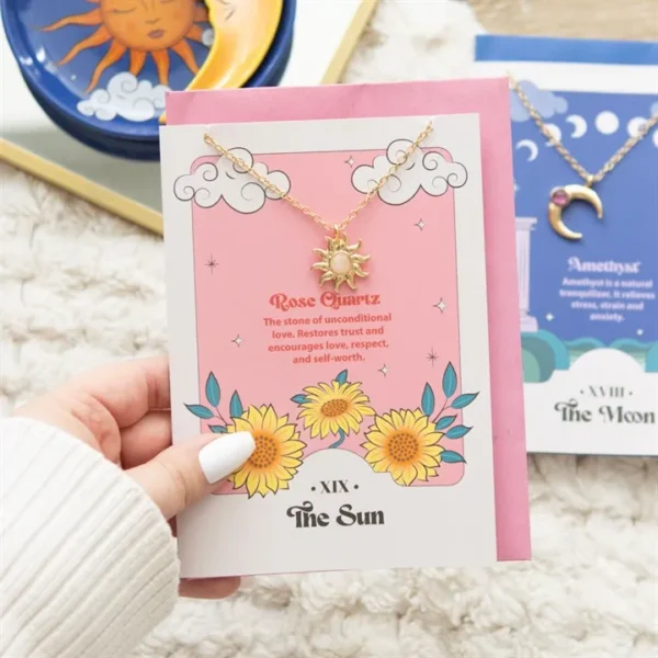 S03723290_15 The Sun Celestial Rose Quartz Necklace Card