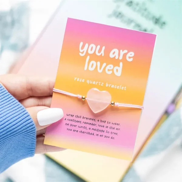 S03723954_15 You Are Loved Rose Quartz Crystal Heart Bracelet