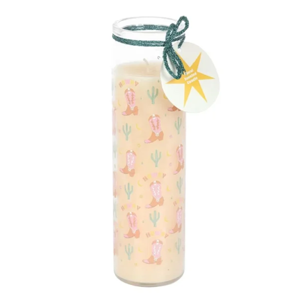 2-110.webp Howdy Cowboy Boot Print Floral Tube Candle
