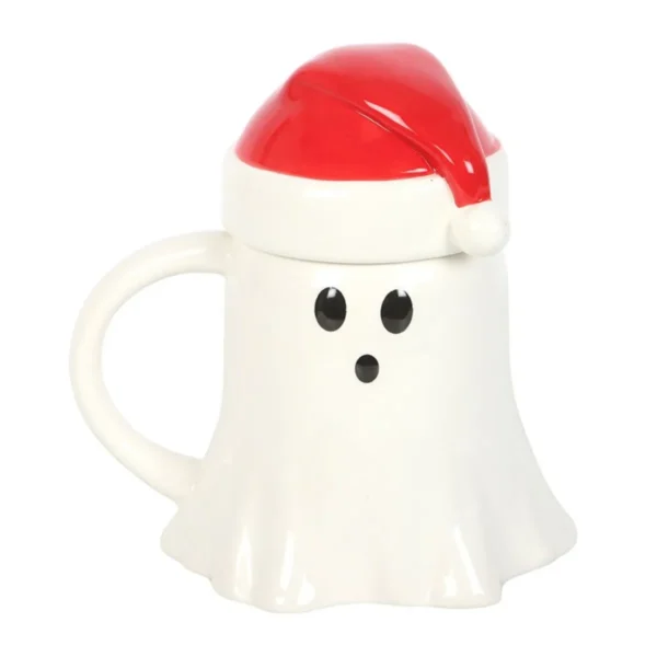 2-329.webp Ghost Shaped Mug with Santa Hat Lid