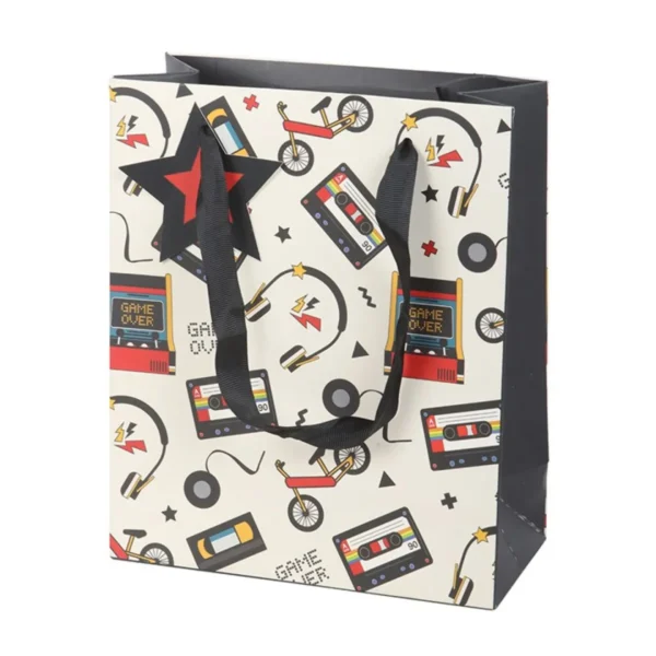 2-397.webp 23cm Medium Retro 80s Print Gift Bag