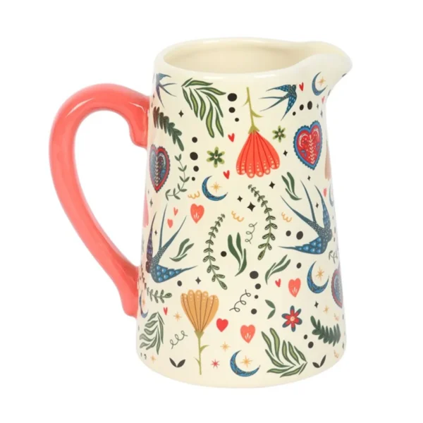 2-8.webp Cream Folk Print Ceramic Flower Jug