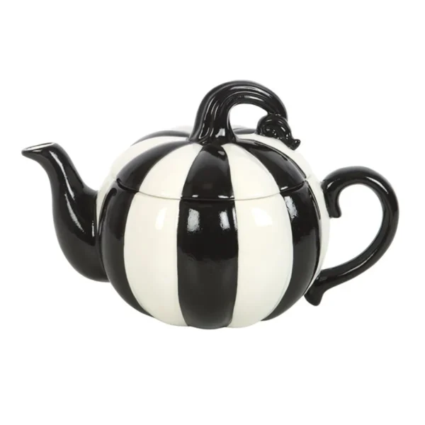 2-9.webp Black and White Striped Pumpkin Teapot