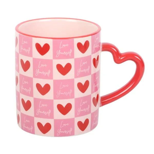 4-32.webp Love Yourself Checkered Mug with Heart Handle