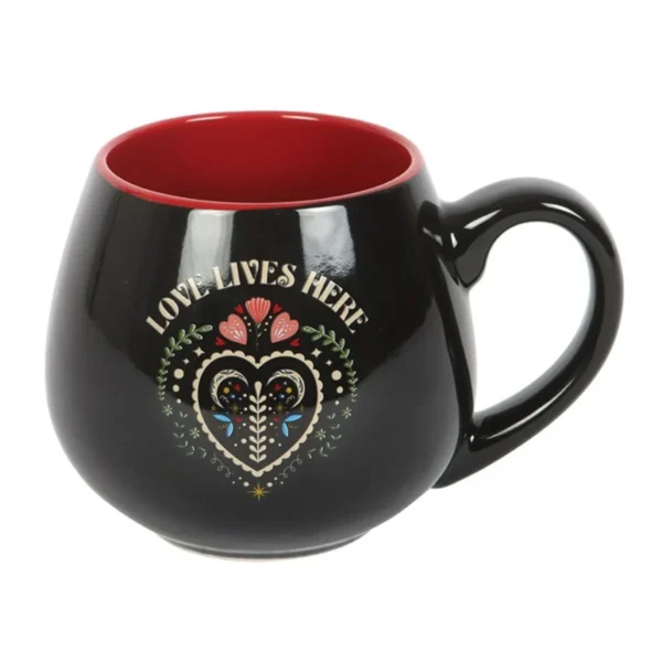 4-87.webp Love Lives Here Folk Heart Rounded Mug