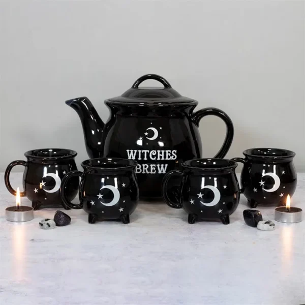S03720130_16 Witches Brew Ceramic Cauldron Tea Set