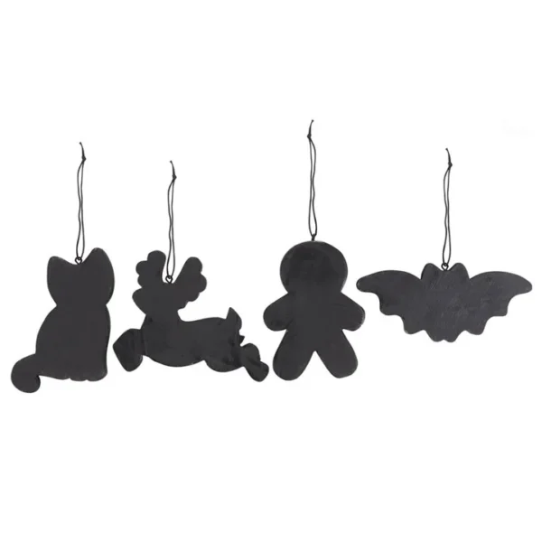 S03720678_12 Set of 4 Black Creepy Skeleton Cookie Ornaments