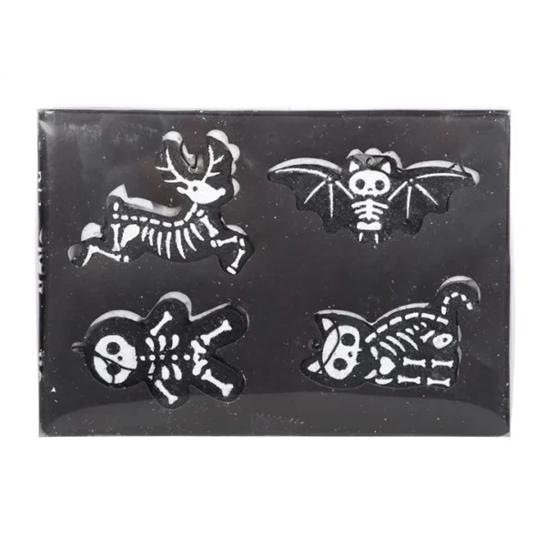 S03720678_13 Set of 4 Black Creepy Skeleton Cookie Ornaments