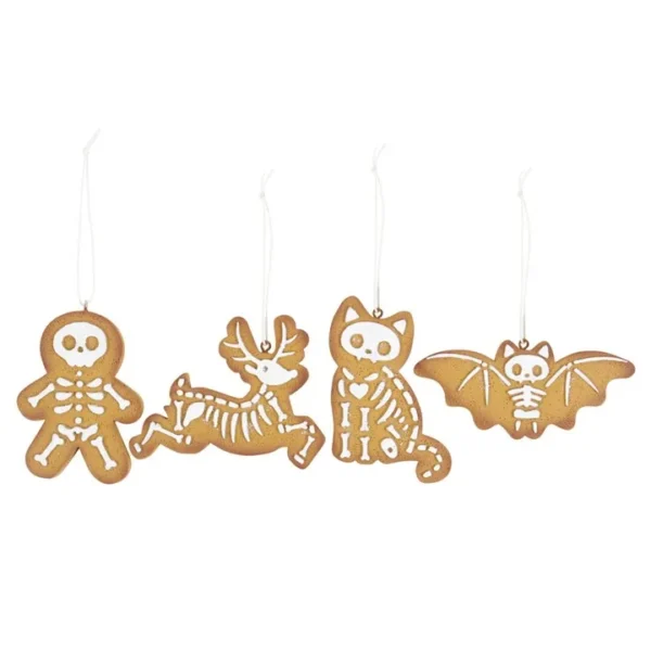 S03720815_0 Set of 4 Creepy Skeleton Cookie Ornaments