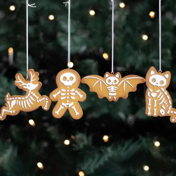S03720815_15 Set of 4 Creepy Skeleton Cookie Ornaments