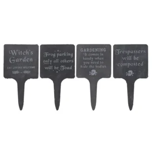 S03720851_0 Set of 4 Slate Gothic Garden Signs