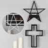 S03720885_13.webp Black Framed Pentagram Mirror
