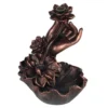 S03721299_12 Bronze Effect Hand with Flower Backflow Incense Burner