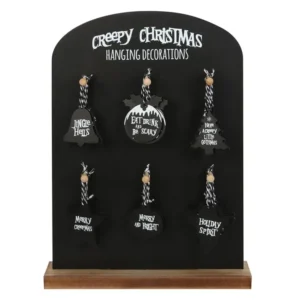 S03722102_0.webp Set of 36 Creepy Christmas Hanging Signs on Display