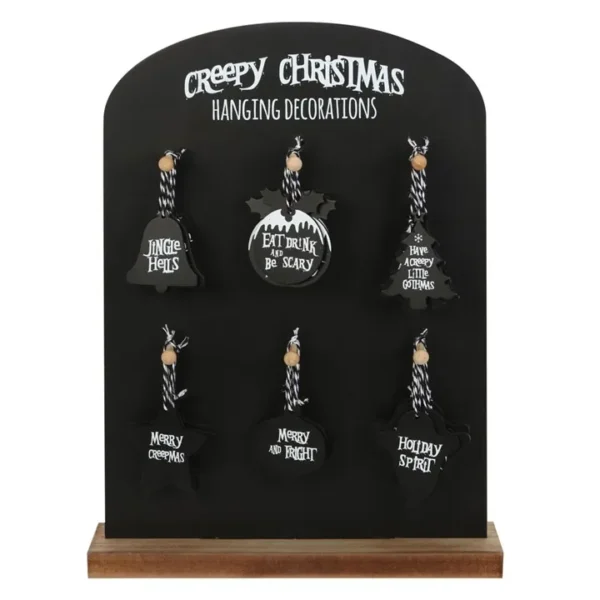 S03722102_0.webp Set of 36 Creepy Christmas Hanging Signs on Display