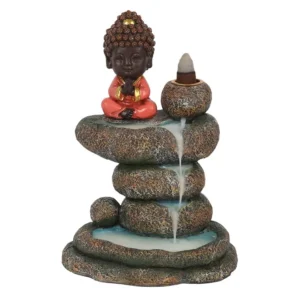 S03722289_0.webp Red Buddha and Rock Pond Backflow Incense Burner