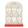 Set of 24 Heart Ceramic Mini Signs on Display