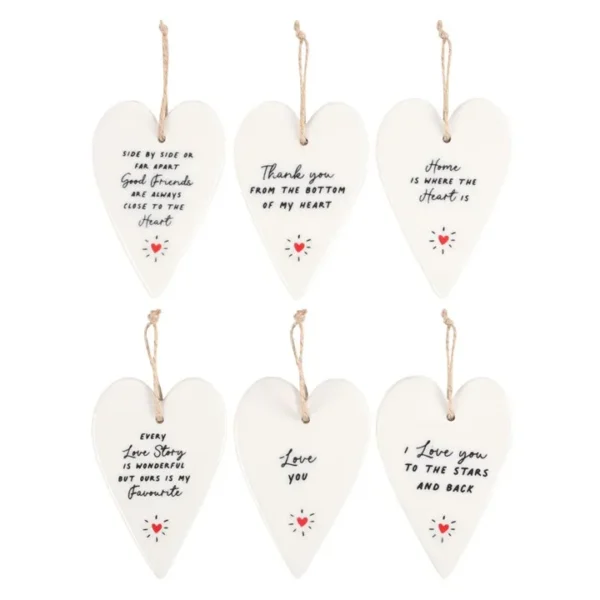 S03722630_13 Set of 24 Heart Ceramic Mini Signs on Display