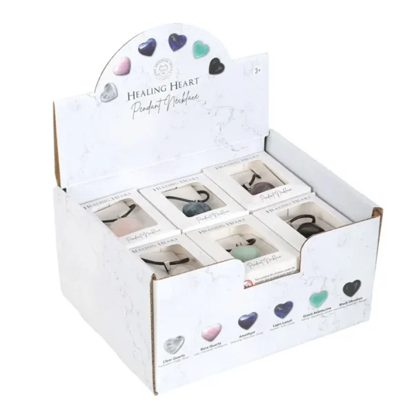 S03723189_12.webp Set of 24 Healing Heart Crystal Necklaces in Display