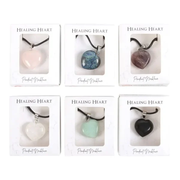 S03723189_13.webp Set of 24 Healing Heart Crystal Necklaces in Display