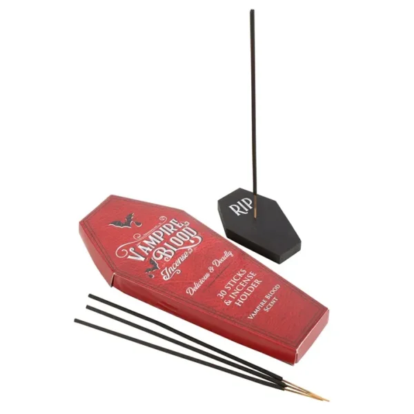 S03723213_13 Set of 18 Vampire Blood Incense Stick Packs with Coffin Holder