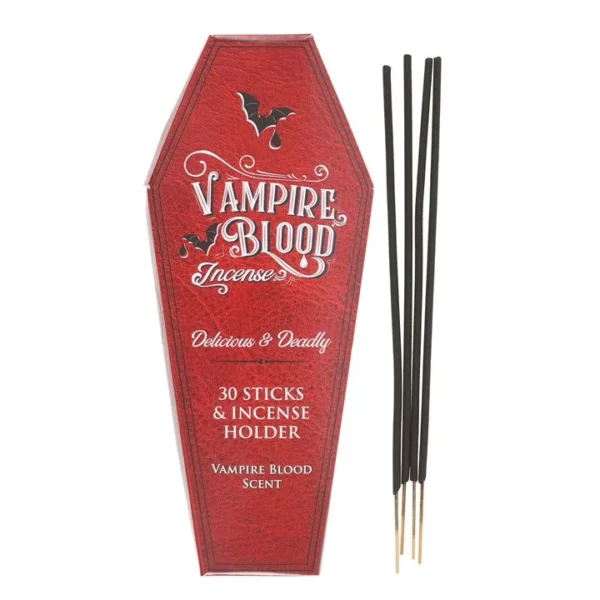 S03723213_14 Set of 18 Vampire Blood Incense Stick Packs with Coffin Holder