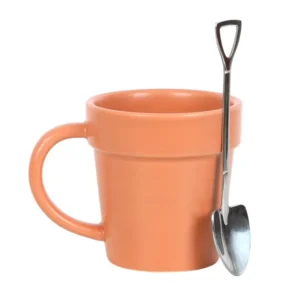 S03723343_0 Plain Plant Pot Ceramic Mug and Shovel Spoon