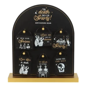 S03723358_0.webp Set of 36 Til Death Do Us Party Mini Signs on Display