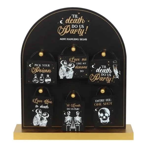 S03723358_0.webp Set of 36 Til Death Do Us Party Mini Signs on Display