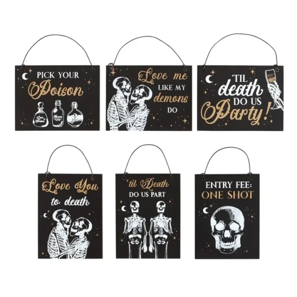 S03723358_13.webp Set of 36 Til Death Do Us Party Mini Signs on Display