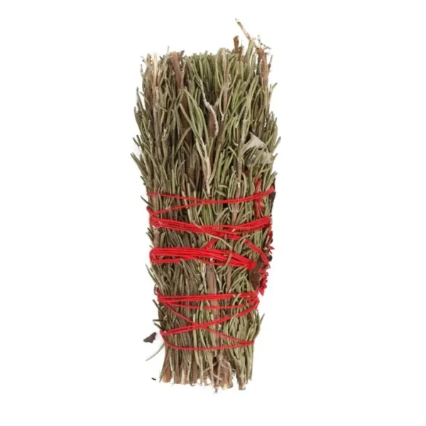 S03723467_12 6in Ritual Wand Smudge Stick with Rosemary and Red Flowers
