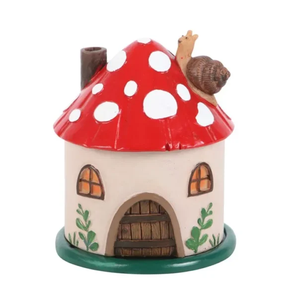 S03723682_0 Mushroom House Resin Incense Cone Burner