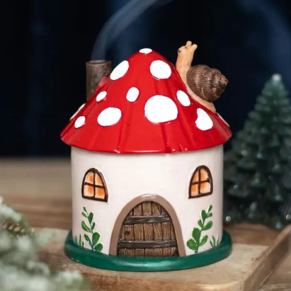 S03723682_16 Mushroom House Resin Incense Cone Burner