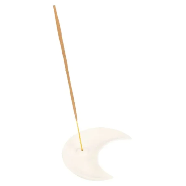 S03723769_0 White Crescent Moon Incense Stick Holder