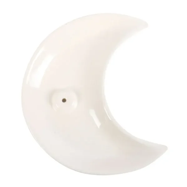 S03723769_12 White Crescent Moon Incense Stick Holder