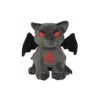 Gargoyle Cat Plush Toy Gray Fabric - Red Eyes and Bat Wings A gray plush cat-gargoyle toy with red eyes, black bat wings, and a red chest symbol.