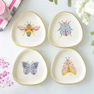 main.webp Set of 4 Floral Bug Trinket Dishes