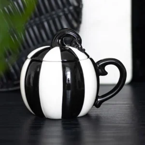 main-355.webp Black and White Striped Pumpkin Lidded Mug