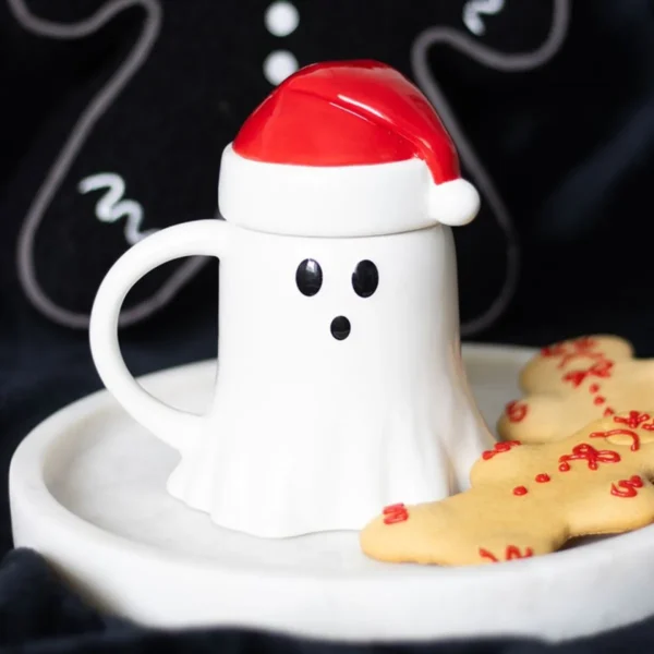 main-369.webp Ghost Shaped Mug with Santa Hat Lid