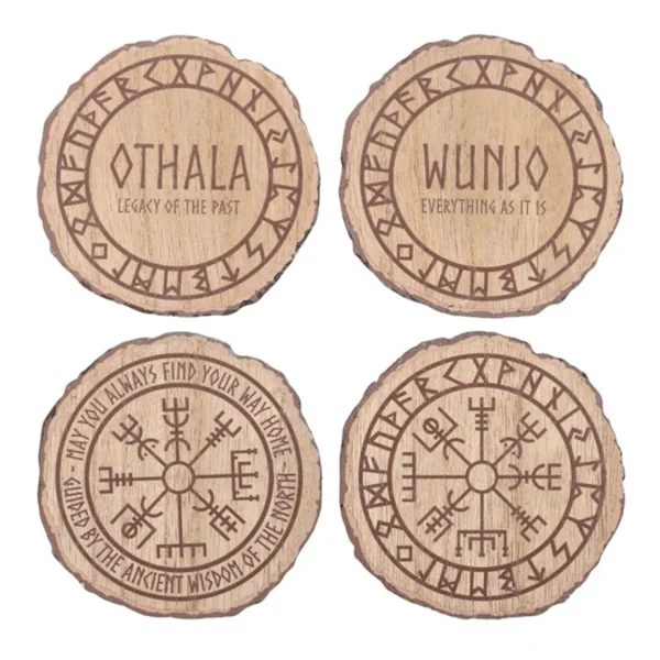 Set of 4 Norse Mythology Wood Slice Coasters 2 Set of 4 Norse Mythology Wood Slice Coasters