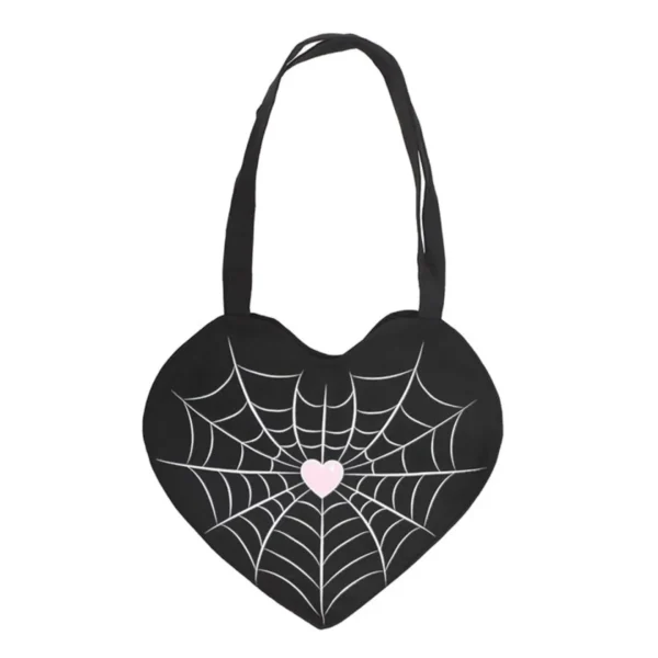 Spiderweb Heart Satin Tote Bag 2 Spiderweb Heart Satin Tote Bag