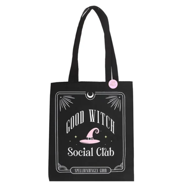Good Witch Social Club Polycotton Tote Bag with Pin Badge 2 Good Witch Social Club Polycotton Tote Bag with Pin Badge