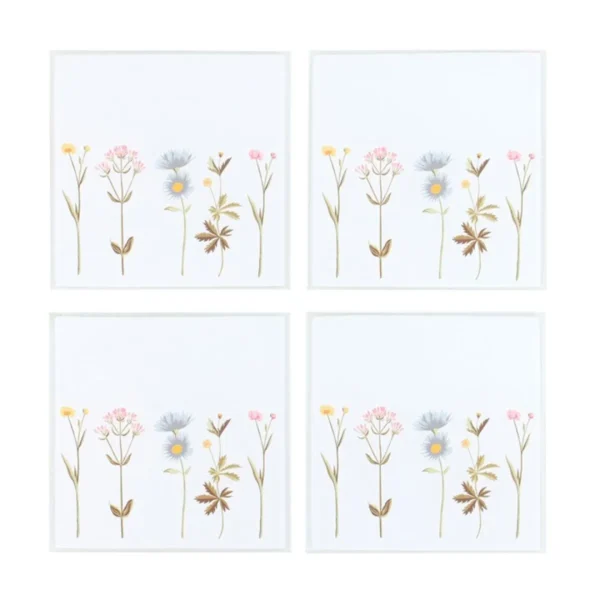 Floral Glass Coaster Set 2 Floral Glass Coaster Set