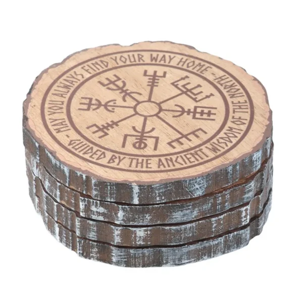 Set of 4 Norse Mythology Wood Slice Coasters 3 Set of 4 Norse Mythology Wood Slice Coasters