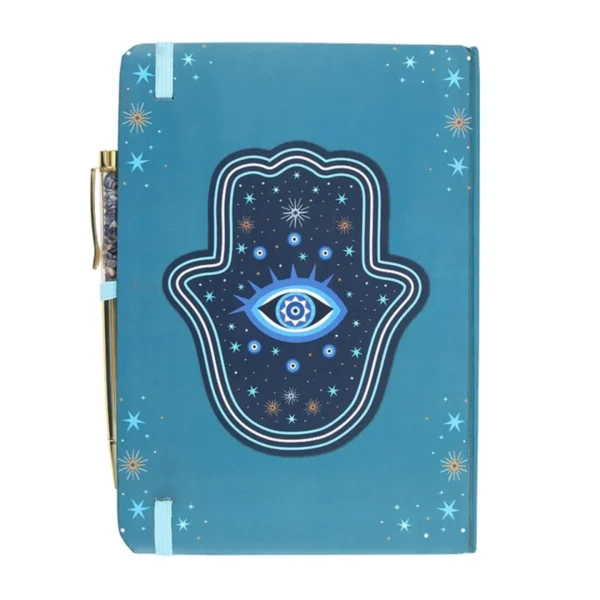 Hand of Hamsa A5 Notebook with Crystal Chip Pen 3 Hand of Hamsa A5 Notebook with Crystal Chip Pen