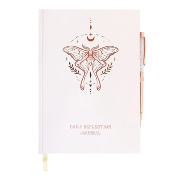 Luna Moth Daily Reflection Journal and Clear Quartz Crystal Pen 3 Luna Moth Daily Reflection Journal and Clear Quartz Crystal Pen