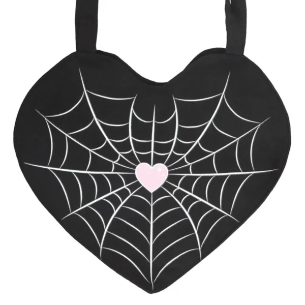 Spiderweb Heart Satin Tote Bag 3 Spiderweb Heart Satin Tote Bag