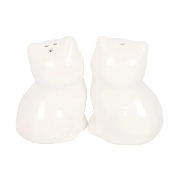 White Cat Shaped Salt and Pepper Shakers